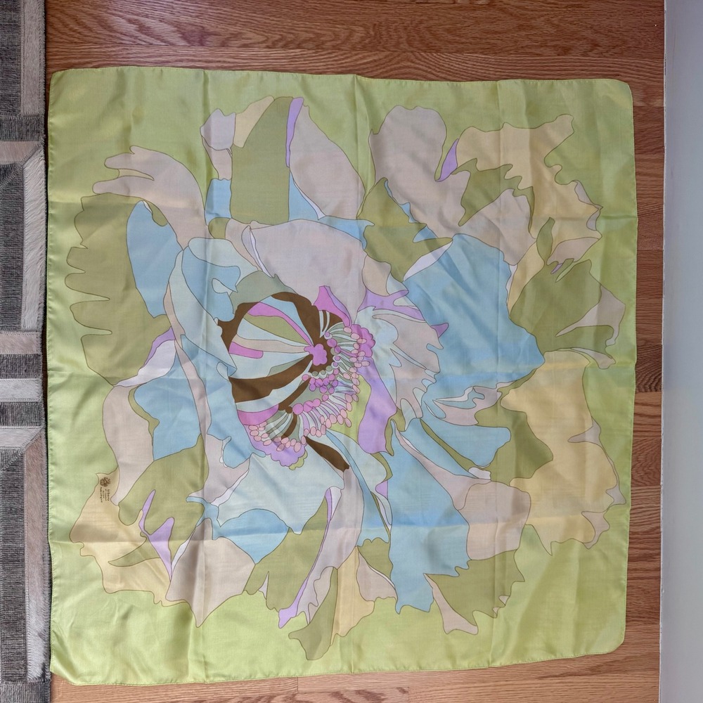 Vintage Liberty of London Peony Parade Silk Scarf 27" Made in England 1960s/70s